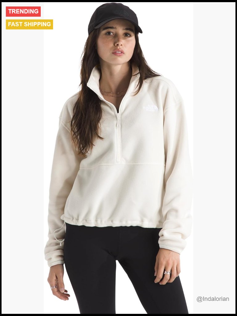 Women's Half Zip Fleece Jacket With Zip Pockets - Stretch Fabric Pullover
